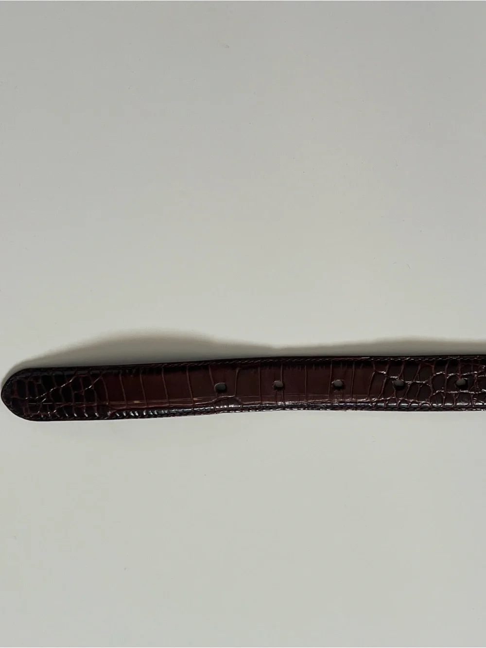 Lauren Ralph Lauren Reversible Brown Croc-Embossed Skinny Belt